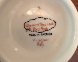 Theodore Haviland New York Windsor china backstamp
