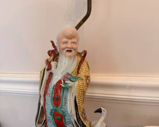 Chinese famille rose immortal figurine lamp