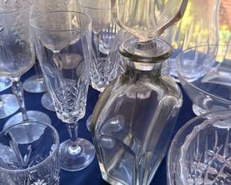 Crystal decanter and etched stemware