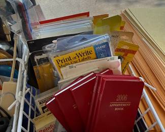 Office supplies, labels and appointment books
