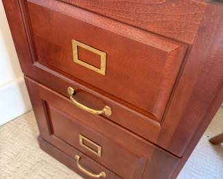 Wood file cabinet with brass pulls