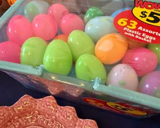 Easter basket grass and birthday decorations