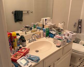 Bathroom toiletries and personal care items