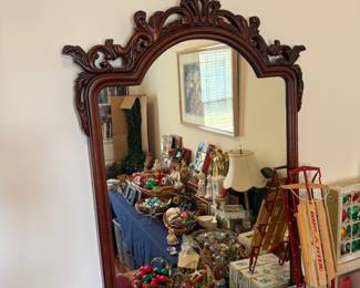 Antique carved Victorian wall mirror