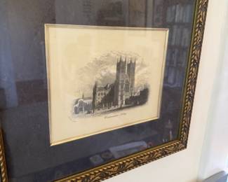 Framed antique cathedral engraving