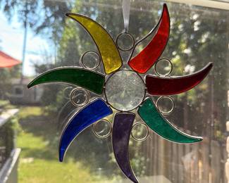 Stained glass pinwheel suncatcher