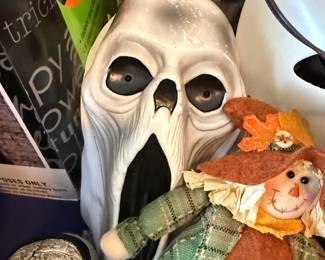 Halloween grim reaper and skull decorations