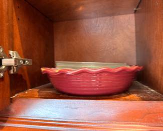Red ceramic fluted pie dish