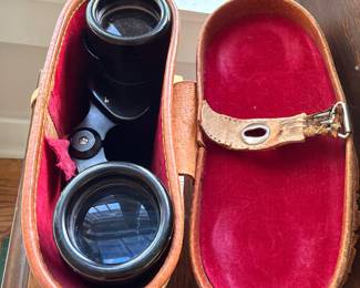 Vintage binoculars in leather case
