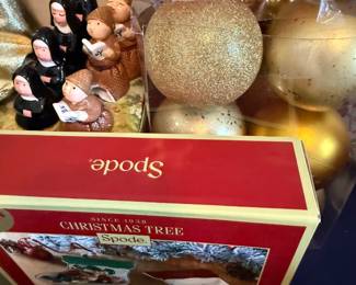 Red star glass ornaments and wood figures