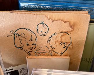 Vintage illustrated children's sketch and ephemera