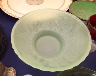 Jadeite green glass serving bowl