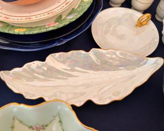 Lustreware leaf shaped serving dishes