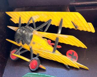 Antique wood model biplane, yellow