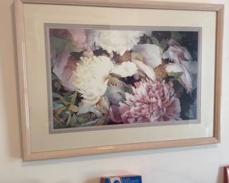 Framed peony floral still life print