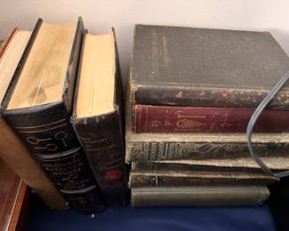 Stack of antique leather-bound books