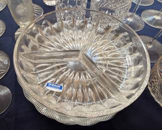 Gorham lead crystal divided relish server