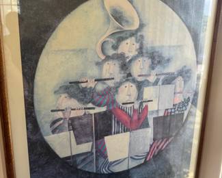 Framed print of flute players