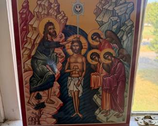 Byzantine icon of the Baptism of Christ