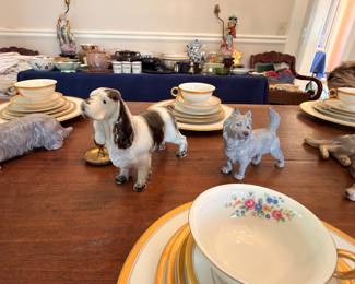 Porcelain dog figurine collection and Haviland china