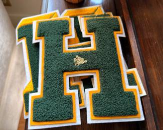 Vintage chenille varsity letter H