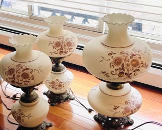 Floral Frosted Hurricane Lamps 
