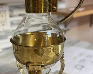 Brass/Glass Coffee Carafe/Warmer 