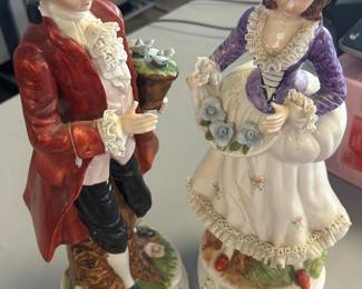 Pair Meissen style tall figures 