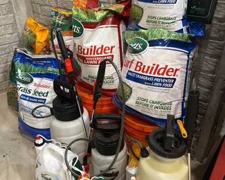 Yard fertilizer, seed, fertilizer sprayers