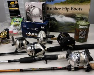 Fishing poles, supplies