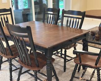 Wood table with 1 leaf 6 chairs