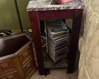 . . . marble-topped night stand