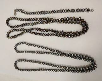 GRAY AND PEACOCK FRESH WATER PEARL BRACELET AND TWO NECKLACES
