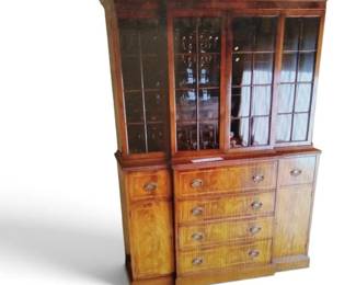 GEORGE III STYLE BREAKFRONT SECRETARY WITH PULL OUT DESK