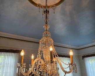 (Silent bids available now)French Baccarat  Gasolier,circa 1860. 29" in diameter 55" tall