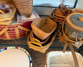 Longaberger baskets and dishware 