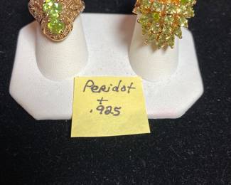Peridot and .925 sterling silver rings