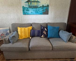 Gray tweed sofa & decor