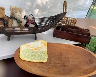 Wooden dough bowl, wooden decor