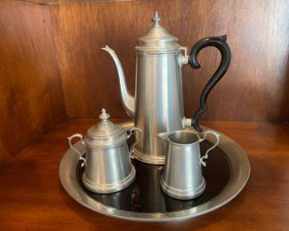 International Silver Co. pewter tea service with tray