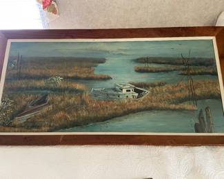 Outer Banks marsh scene signed art