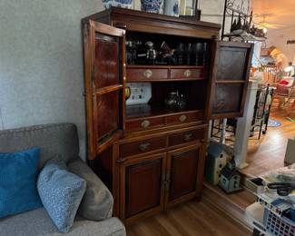 Asian-style cabinet used as a bar