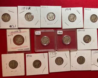 Lot of Mercury Dimes, .900 silver