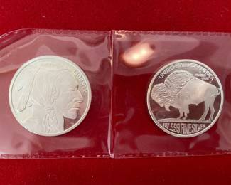 Buffalo one oz .999 silver rounds-eight total