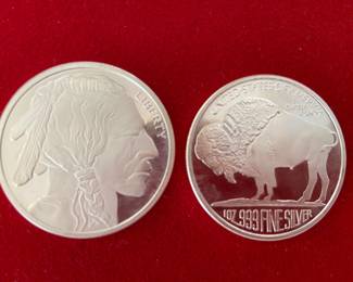 Buffalo 1 oz .999 silver rounds-eight total