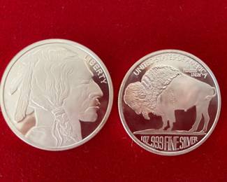 Buffalo 1 oz .999 silver rounds-eight total