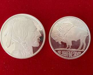 Buffalo one oz .999 silver rounds-eight total