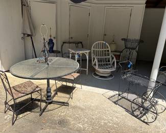 Wrought iron patio, wicker patio