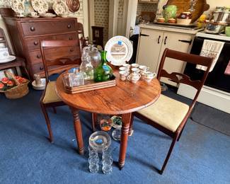 Small table, glassware, vintage kitchen