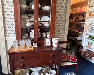 Hutch, glassware, vintage kitchen
